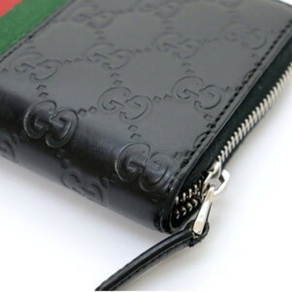 GUCCI Guccisima Long Wallet Sherry Line Black Leather - Picture 2 of 5